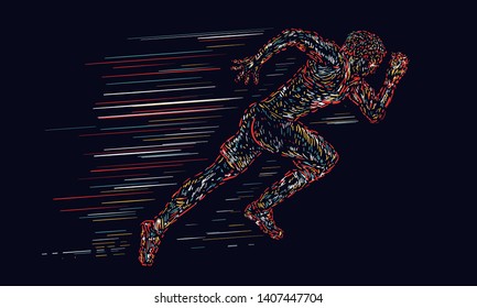 Fast running man. Sport background 