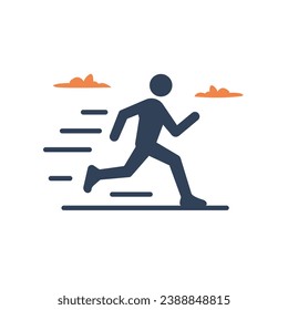 Fast running man. Take your time icon. Sports in nature. Isolated vector illustration