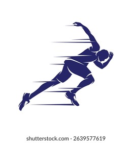 Fast Running and Marathon Logo Design Vector