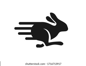 fast running rabbit silhouette logo vector