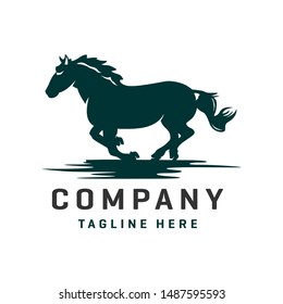 fast running silhouette horse logo design