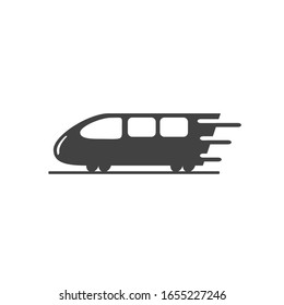 Fast Running Train Engine Illustration. Delivery Travel Or Public Transportation. Minimalist Design. White Background Gray Black Vector. Product Brand Service Label Banner Board Display. App Icon.