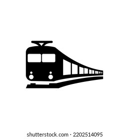 Fast running train engine illustration. Delivery travel or public transportation. Minimalist design. white background Gray black vector. product brand service label banner board display. App icon.