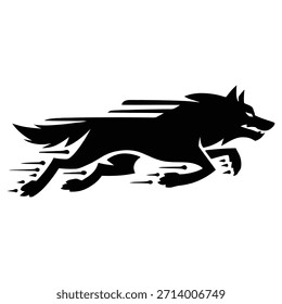 Schnell laufende Wolf Silhouette mit nachlaufenden Speed Lines