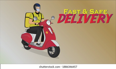 Fast and safe delivery scooter rider