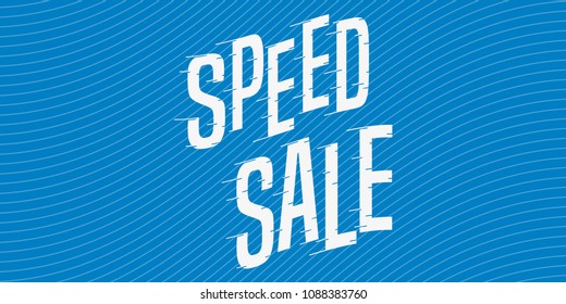 Fast sale horizontal banner. Composition with text in center and speed lines. Vector illustration.