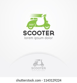 Fast scooter logo design, Vector of classic scooter transportation. Motorbike silhouette vector logo template