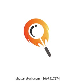 Fast Search Logo, Fire Magnifying Glass Vector Icon