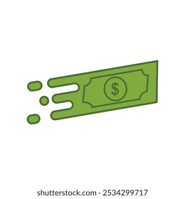 Fast send money transfer funds payment vector icon. Flying dollar money send logo