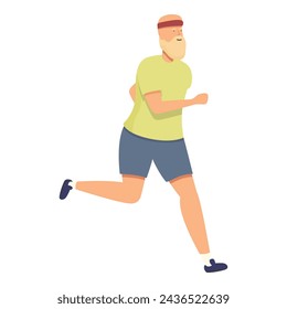 Fast senior run icon cartoon vector. Group mature workout. Outdoor sport