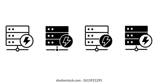 Fast Server Icon Black and White Minimalist with Lightning Bolt Vector Design