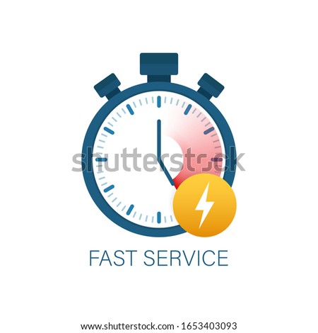 Fast service. Fast delivery icon, timely service, stopwatch. Vector stock illustration.