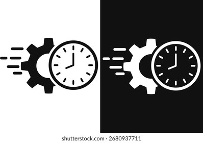  Conjunto de iconos de servicio rápido . Símbolo técnico Abstractas con el engranaje y el reloj, concepto de trabajo urgente. diseño en estilo de moda
 