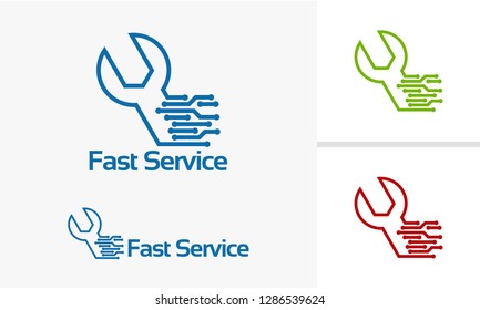 Fast Service Logo designs vector illustration, Digital Fixing logo template