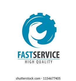 Fast service logo or label. Repair, maintenance work icon. Vector