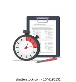 Fast service. Stopwatch with checklist and completed tasks