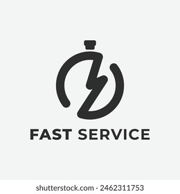 Logotipo del temporizador de servicio rápido, Vector del logotipo del icono simple de la entrega rápida