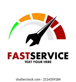 Fast service vector logo template. This design use speed meter. Suitable for repair.