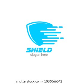 Fast shield protector logo icon design template. Abstract security company vector illustration