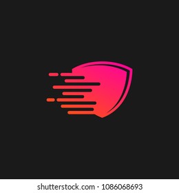 Fast shield protector logo icon design template. Abstract security company vector illustration