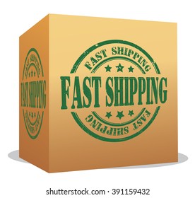 fast shipping box on a white, vector illustration