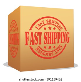 fast shipping box on a white, vector illustration