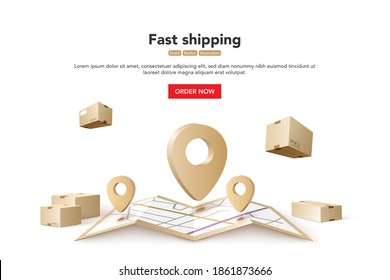 Fast shipping. Concept for fast delivery service. Vector illustration