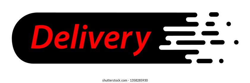 Fast shipping delivery flat vector icon for apps and websites red text delivery. Vector illustration EPS 10.