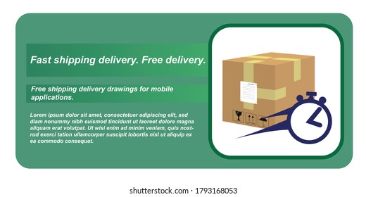 fast shipping delivery. screen for web page and app.