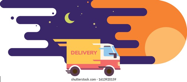 fast shipping delivery service truck illustration