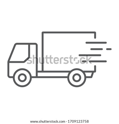 Fast shipping delivery thin line icon, logistic and delivery, truck sign vector graphics, a linear icon on a white background, eps 10