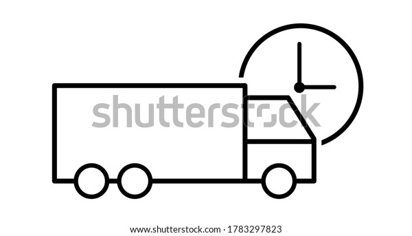 Fast shipping delivery truck .Express\
delivery truck with clock on the white background . Cargo car\
business concept. Vector\
illustration.