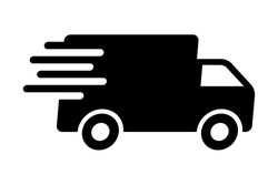 Fast Shipping Delivery Truck Flat Vector Icon For Apps And Websites