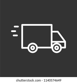 Fast shipping delivery truck flat icon simple flat outline sign for apps and websites.