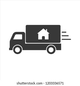 Fast shipping delivery truck flat icon isolated on white background. Vector illustration.