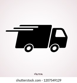 Fast shipping delivery truck flat vector icon for apps and websites