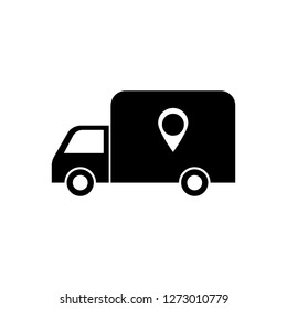 Fast shipping delivery truck flat vector icon for apps and websites