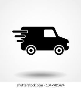 Fast shipping delivery truck flat vector icon for apps and websites