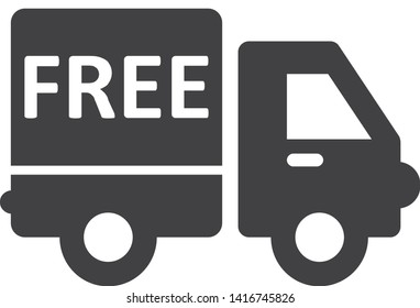 Fast shipping delivery truck flat vector icon