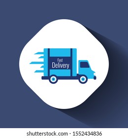 Fast shipping delivery truck flat vector icon for apps and websites