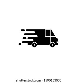 Fast shipping delivery truck flat vector icon for apps and websites