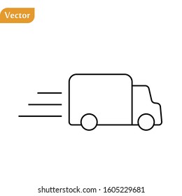 Fast shipping delivery truck flat vector icon for apps and websites