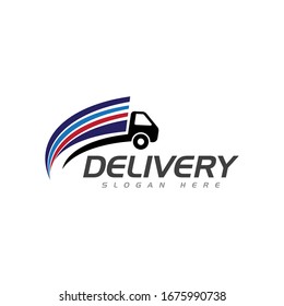 Fast shipping delivery truck flat vector icon