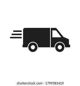 Fast shipping delivery truck flat vector icon.