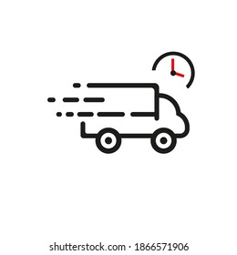 Fast shipping delivery truck flat vector icon for apps and websites