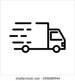 Icono de vector de envío rápido de camión de envío plano para aplicaciones y sitios web en fondo blanco. modificable por color