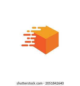 Fast shipping delivery truck flat vector icon