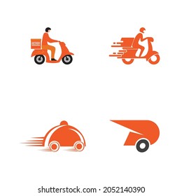 Fast shipping delivery truck flat vector icon