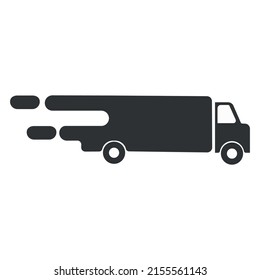 Fast shipping delivery truck flat vector icon for apps and websites