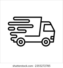 Fast shipping delivery truck flat vector icon for apps and websites, express delivery, quick move, vector illustration on white background